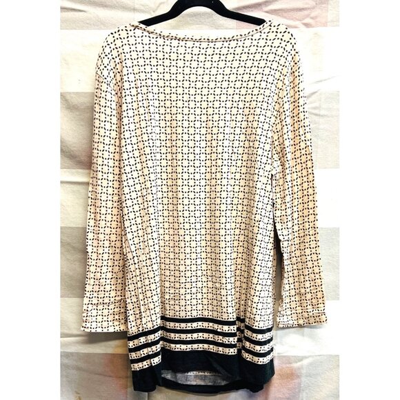 Croft & Barrow Womens MEDIUM Top Beige Brown 3/4 Sleeve Shirt Blouse - Picture 2 of 2